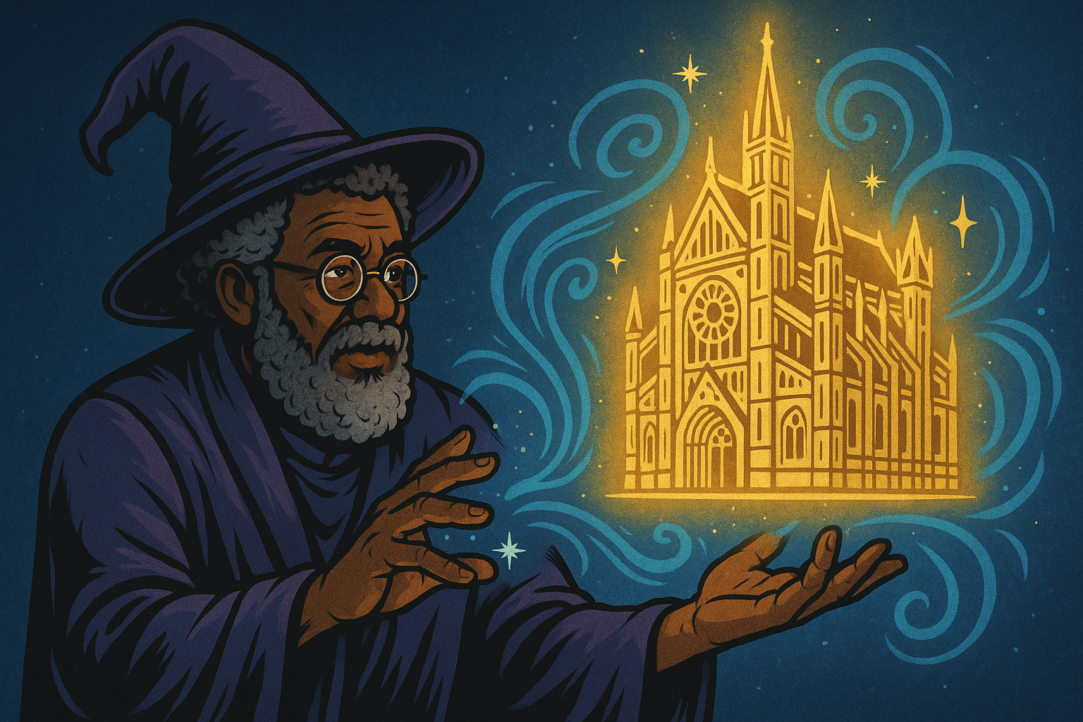Professor Synapse doing architectural magic.